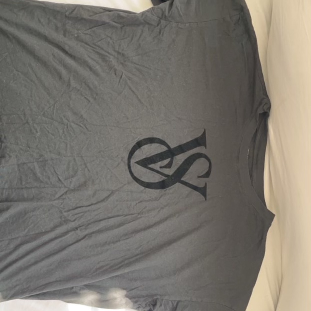 Victoria Secret T-Shirt Women XL Black Glitter Logo Round Neck Short Sleeve